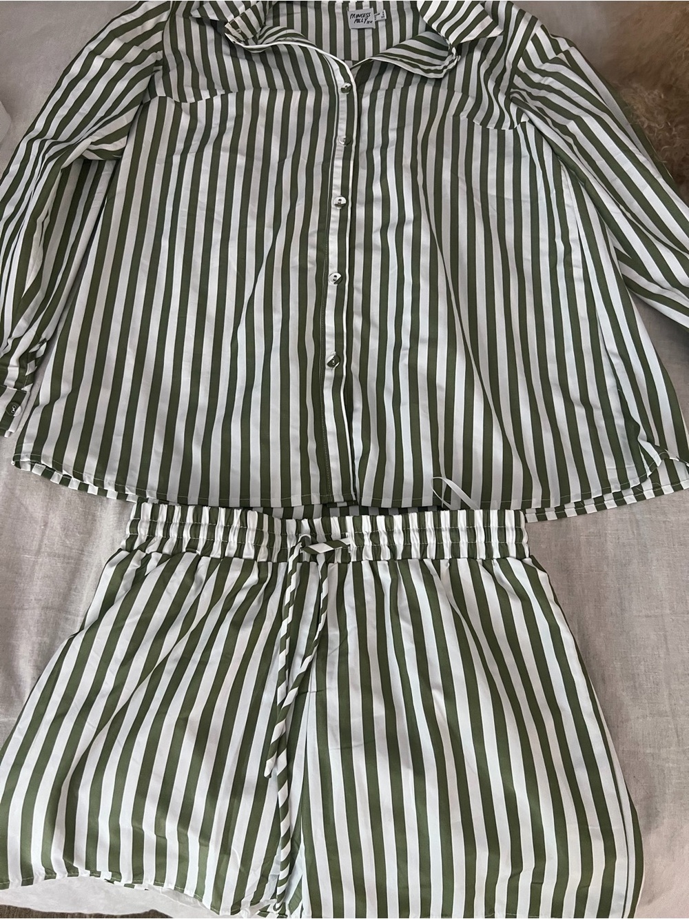 Princess Polly Olive Green and White Striped Set